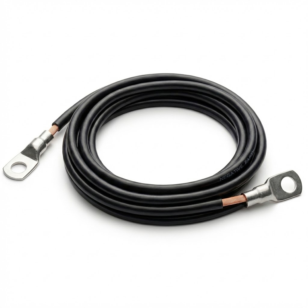12V Negative Earth Battery Terminal Extension Lead – Black (1 Metre)