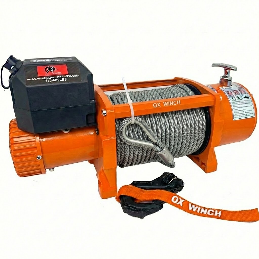 OX 17,000lb 12V Electric Winch – Orange Edition with Steel Cable