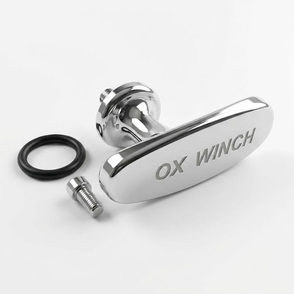 Premium Polished Metal Winch Clutch Handle (Oval Handle) – "OX WINCH" Engraved