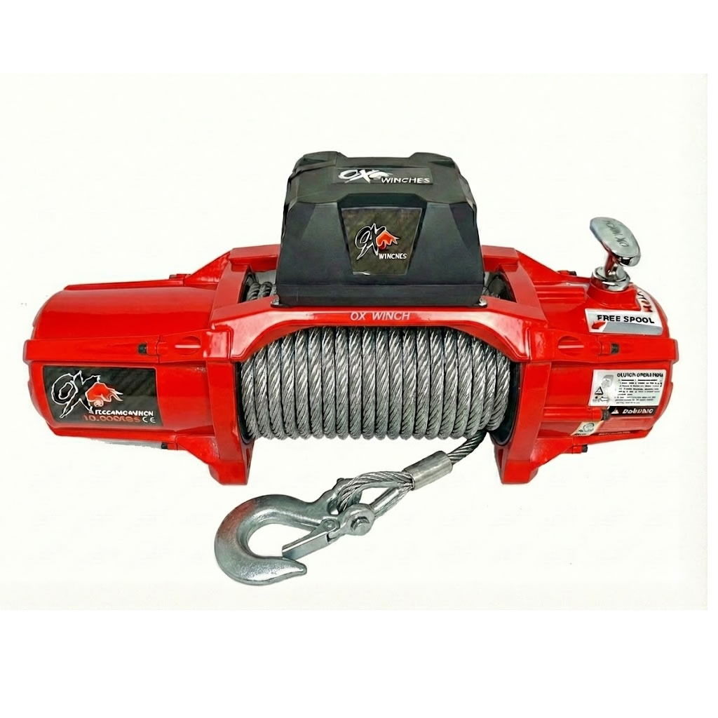 OX 13500lb Military Edition Winch – Red with Steel Cable