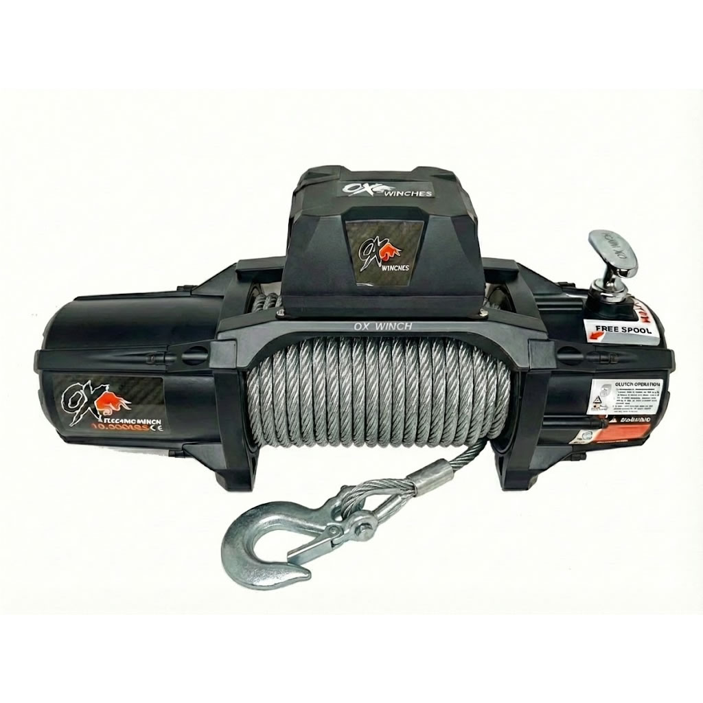 OX 13500lb Military Edition Winch – Stealth Black with Steel Cable