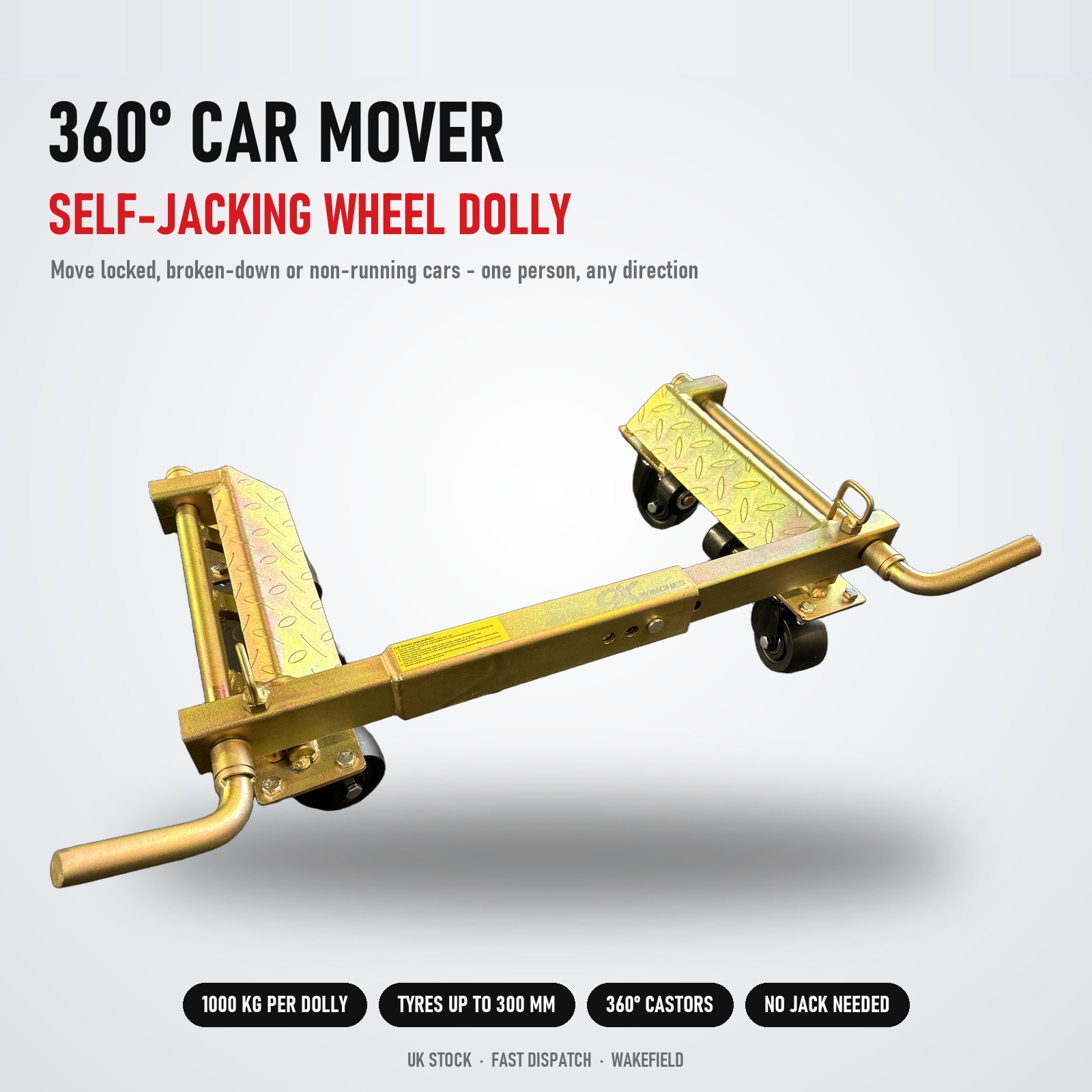 OX Winches 360° Car Mover – Self-Jacking Wheel Dolly (1000kg)